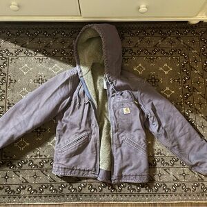 Rare purple hooded carhartt fleece coat in size small women's